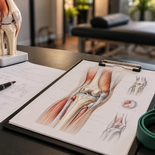 Mesa de Fisioterapia com Anatomia do Joelho